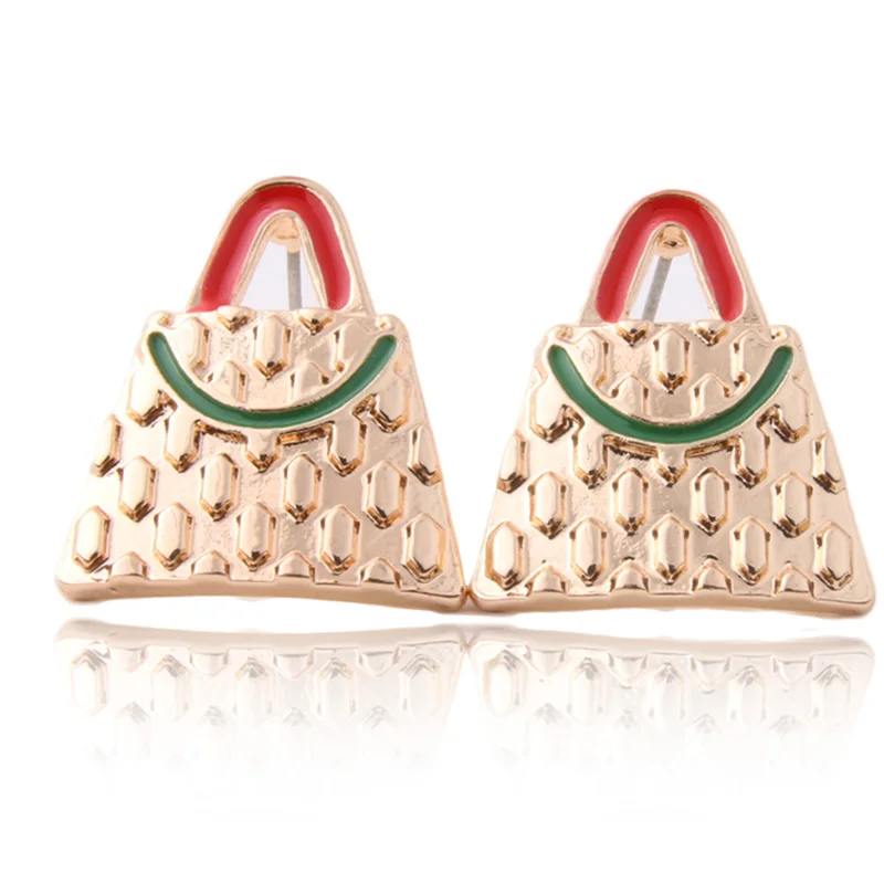

Small bag silver Earring Retro Metal earrings for Woman Ear Large Printing Oorbellen Earrings korean earrings jewelry