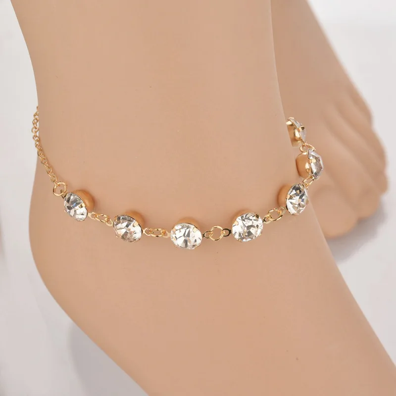 

Modern female Anklets Bracelets gold Color chain crystal Leg simple Bracelets Anklet Foot Chain For Female Wedding Gifts