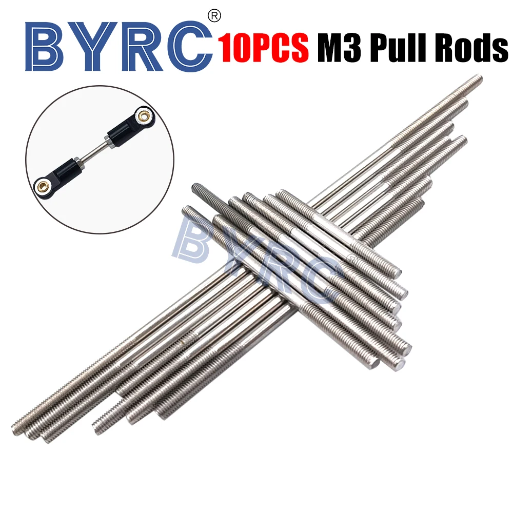 10PCS-M3-Stainless-Steel-Threaded-Tie-Push-Rods-Servo-Linkage-Dia-3mm-L ...