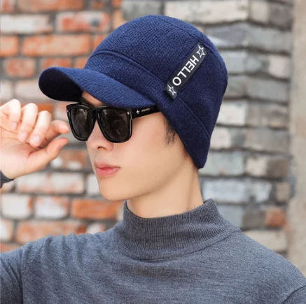 Зимние шапки Skullies Beanies, зимние шапки бини для мужчин и женщин, шерстяной шарф, шапки, Балаклава, маска, шапка, вязаная шапка, новинка - Цвет: dark blue Single hat