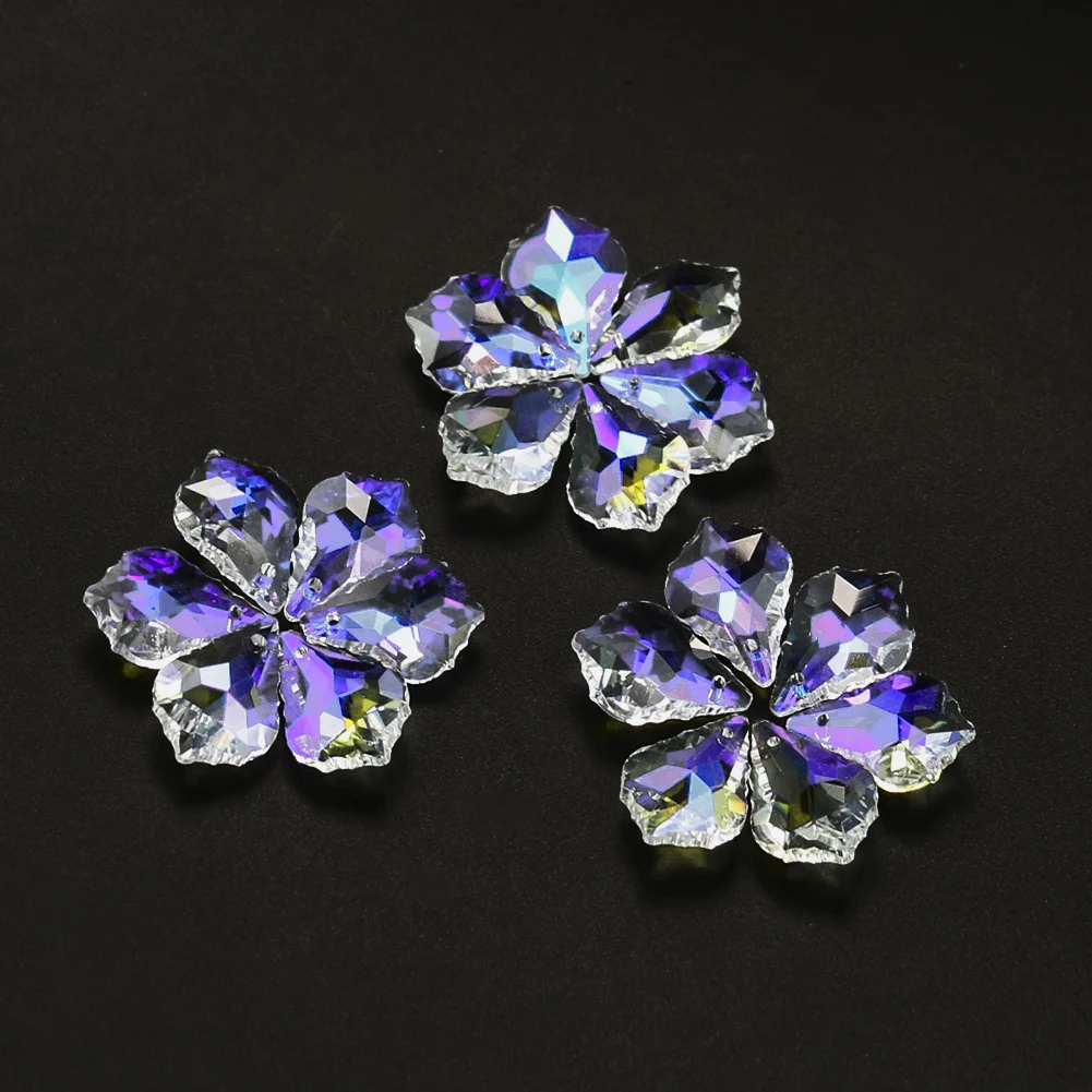 Crystal Beads 20PCS 20mm AB Color Suncatcher Maple Leaf Prism Faceted Chandelier Pendant Hanging Lamp Parts DIY Jewelry