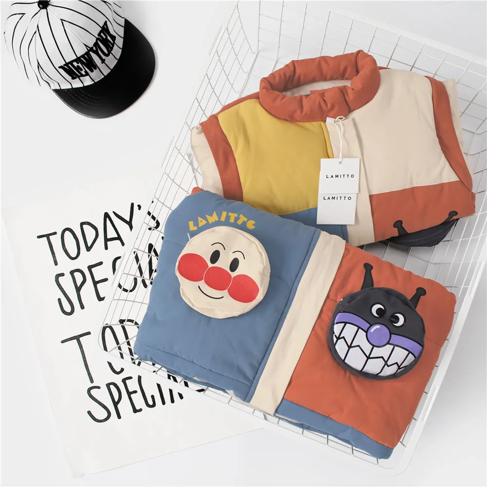 Tonytaobaby/новая зимняя одежда для мальчиков и девочек; детская одежда; хлопковые куртки; цветные жилеты; куртки; рукава могут быть разделены