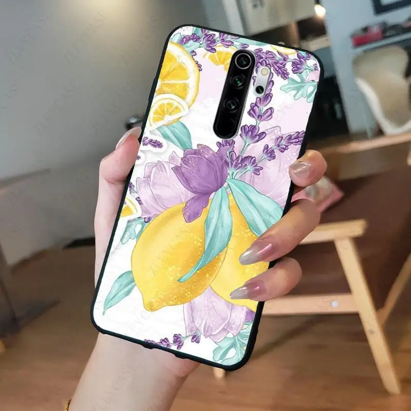 Summer green leaves fruit lemon peach pomegranate grapes Phone Case for redmi note8pro 7 note5 note6pro 7A 8A 8T note9s note9pro xiaomi leather case glass Cases For Xiaomi