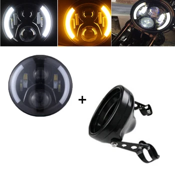 

7 inch headlights Motorcycle projector led headlamp 7'' led headlight Moto head light housing bucket trim ring Lamp Shell .