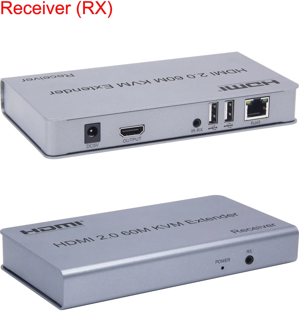 4K 60HZ HDMI 2,0 60M USB KVM HDMI удлинитель передатчик приемник HD удлинитель конвертер по RJ45 Ethernet UTP CAT 5e 6 6E кабель