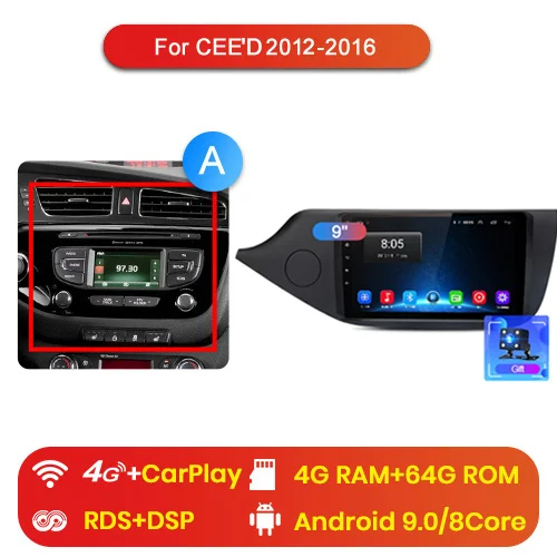 4G (4GB 64GB) A Junsun V1 Android 9,0 2G+ 3 2G DSP автомобильный Радио мультимедийный плеер для KIA Cee 'd CEED JD 2012- навигация gps 2din Авторадио матовая - Цвет: 4G (4GB 64GB) A