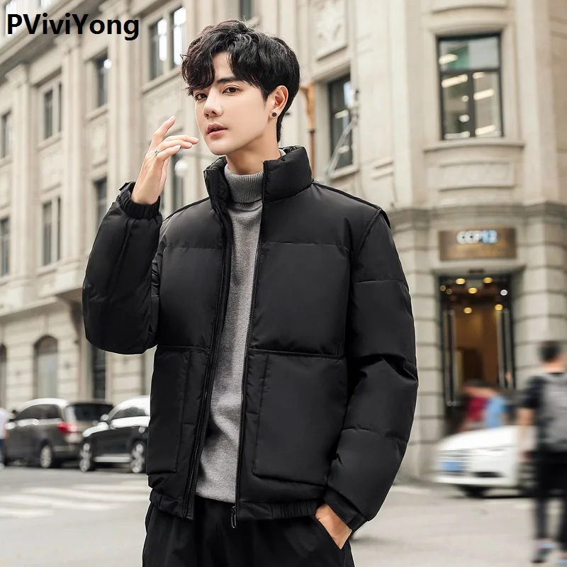 PViviYong, зимняя Новинка, высокое качество, белый утиный пух, мужская куртка, воротник "Мандарин", толстая парка для мужчин, 7803