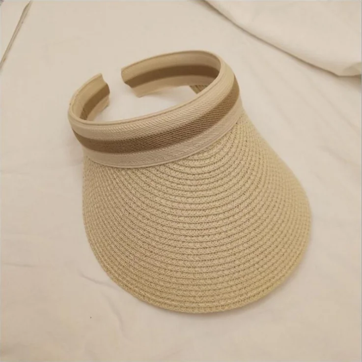 Beige Весна лето соломенная шляпа УФ козырьки кепки с широкими большими полями женские солнцезащитные пляжные шляпы для женщин соломенная шляпа - Color: Beige