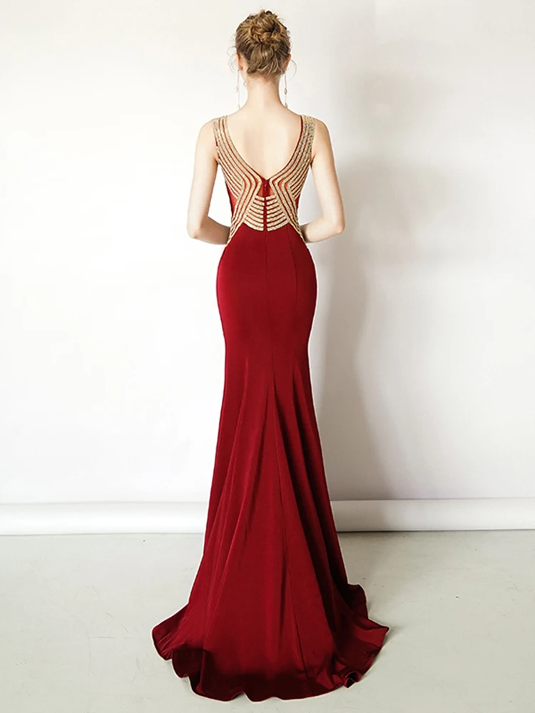 Vestido de festa бордовое вечернее платье Русалочки длинное Обтягивающее Платье De Soiree Формальные Вечерние платья Элегантное Вечернее Платье 2020