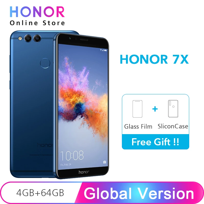 Глобальная версия Honor 7X4 GB ram 64GB 7 X Kirin 659 Octa Core OTA Update 5 93 &quot2160*1080 P 16MP двойная задняя