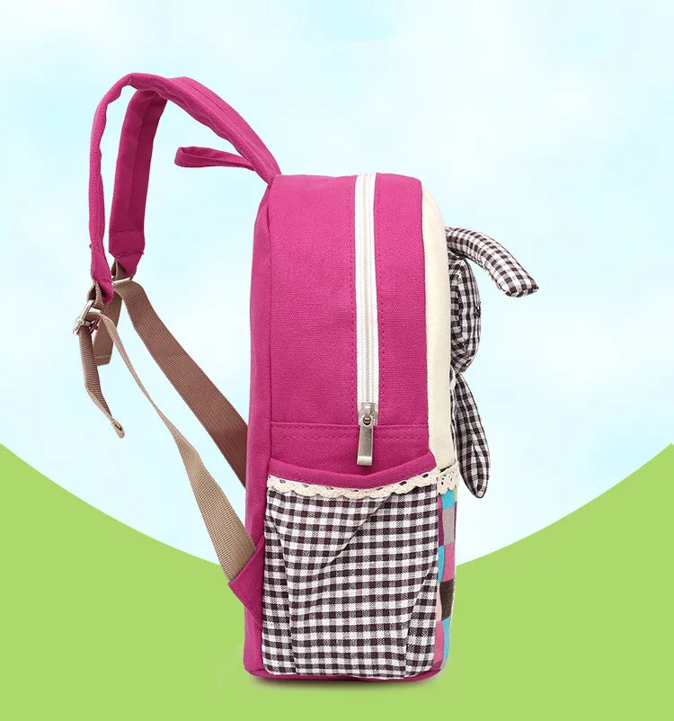 Children Kids Girls Canvas Backpack School Rucksack Kindergarten Books Bag Cute Rabbit Travel Bags