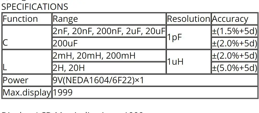 Профессиональный цифровой измеритель мультиметр конденсатор метр 2nF-200uF и 2 mH-20 H совместимый тестер A6243L