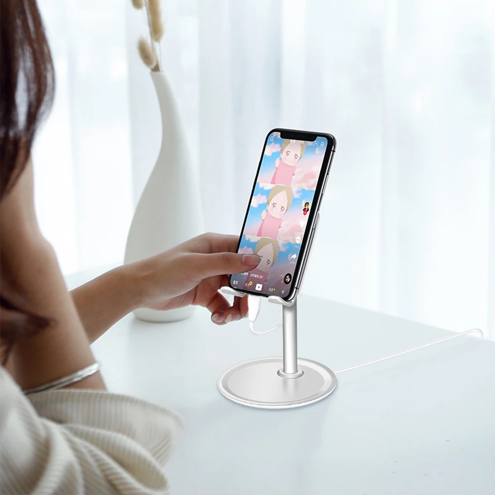 With Round chassis Tablet Holder Stand Bracket Adjustable Display Cradle Anti-Slip for iPhone iPad Abdroid phone