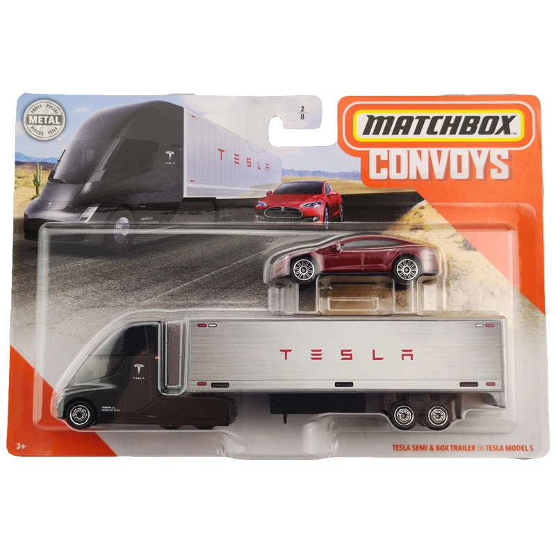 Convois de boîte d'allumettes TESLA SEMI-remorque et TESLA modèle S édition Collector en métal moulé sous pression modèle de voiture jouets