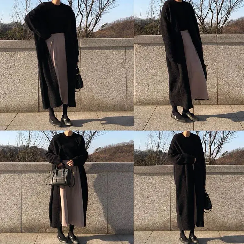 Long Cardigans Autumn Winter Women Knitted Sweater Coat Female Large Size Shawl Cape Jacket Coat Trench Parkas Solid Loose Coats