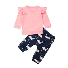 Emmababy для новорожденных, для маленьких девочек для младенцев, 2 шт. одежда с принтом "фламинго" детский топ и штаны, комплект одежды