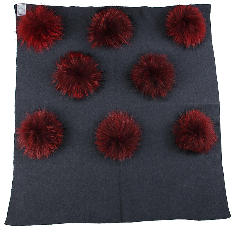 dark gray wine red Geebro, теплое шерстяное Пеленальное Одеяло для новорожденных, одеяло для сна для путешествий, детские постельные пеленки с помпоном из натурального меха енота, 8 шт - Цвет: dark gray wine red