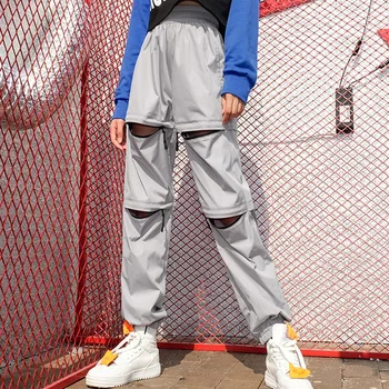 

Women Hip Hop Streetwear Patchwork Sweatpants Hollow Out High Waist Trousers Harajuku Cargo Pants Loose Joggers Ladies