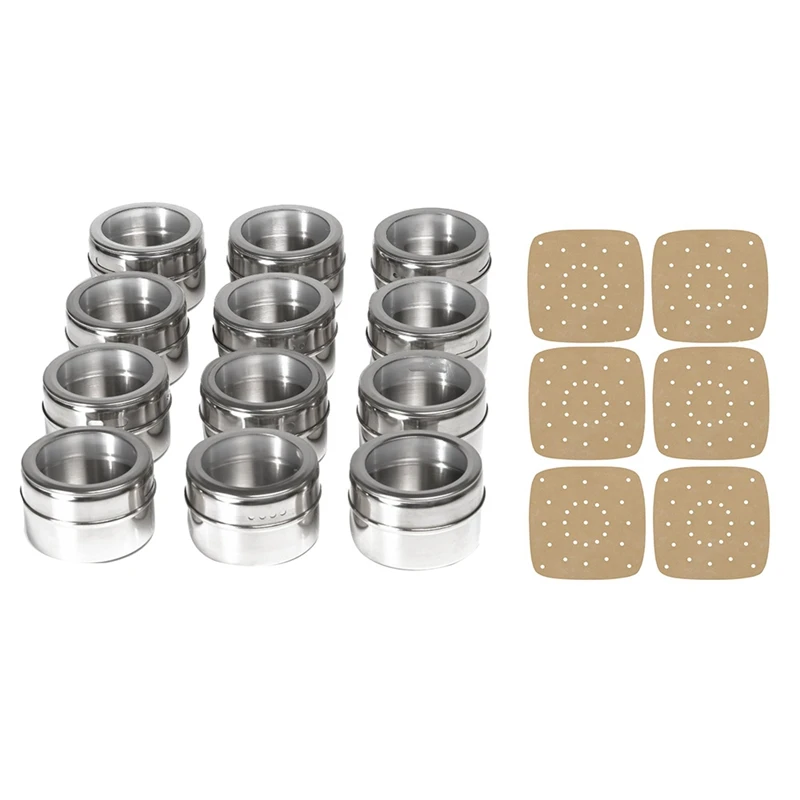 Magnetic Spice Jars Container Set with 200 Pcs Air Fryer Parchment Paper | Дом и сад