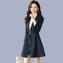 Новинка весна осень Женская Корейская ветровка женский большой размер длинный секционный шикарный Тренч пальто