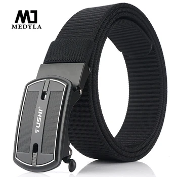 

MEDYLA brand mens military nylon belt 2020 technology automatic buckle belt for men hard metal soft nylon outdoor sports belt