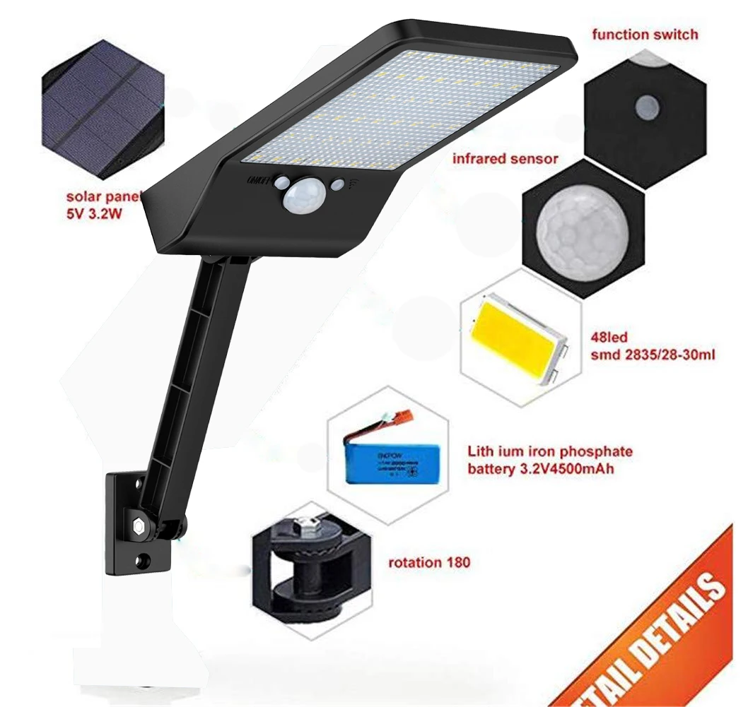 Baratos Solar led Jardín patio luz de inundación Calle pared camino Piscina lámpara de control remoto al aire libre soporte para girar el Sensor de movimiento PIR