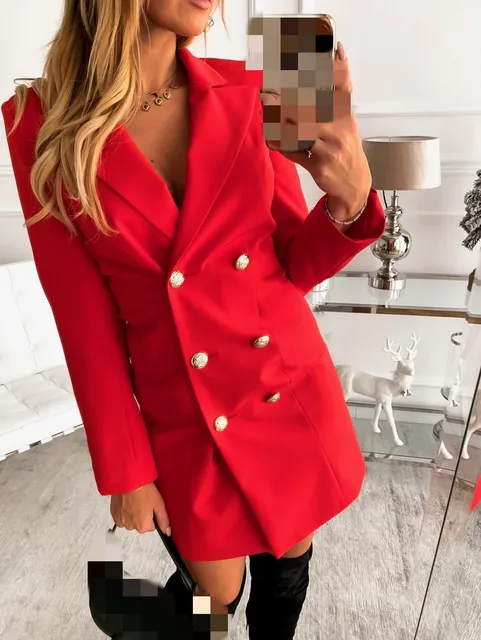 Autumn Long Sleeve Women's Blazer Dress 