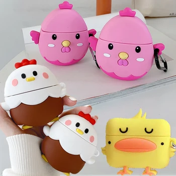 

For Airpods Pro 3D Cute Cartoon Chick Funny Hen Earpods Case for Apple Airpods 1 2 3 Rooster Wireless Earphone Headset Cover