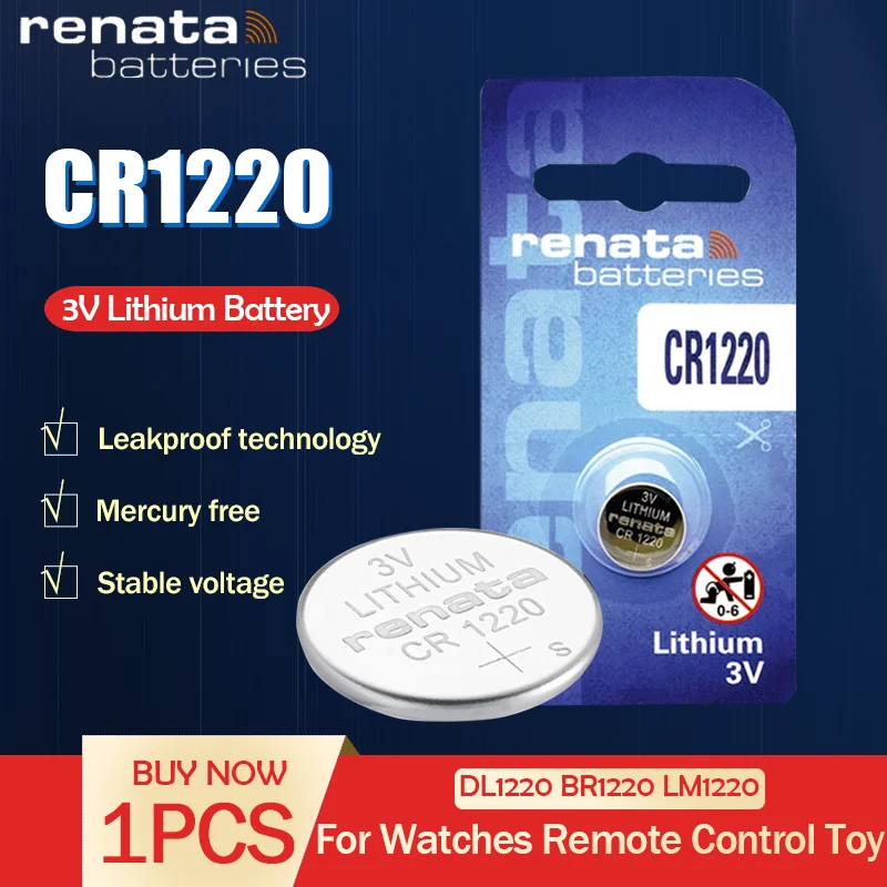 1 шт. renata 1220 оригинальная литиевая батарея CR1220 3 в для часов стоп светильник