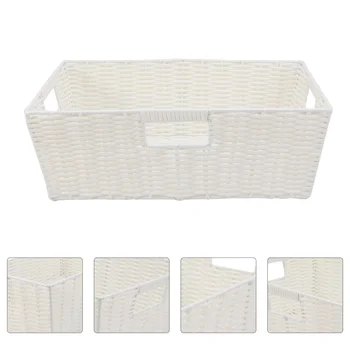 

1Pc Large Capacity Plastic Classic Storage Basket Weave Basket Decorative Storage Bin Storage Holder