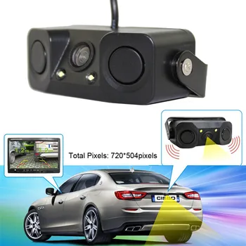 

car backup camera rearview Night Vision camera monitor 2LED Car Rear View Camera with Radar Parking Sensor камера заднего вида