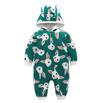 

Newborn Infant Baby Girl Clothes Cute Rabbit 3D Ear Hooded Romper Jumpsuit Playsuit Autumn Winter Warm Bebes Rompers One Piece