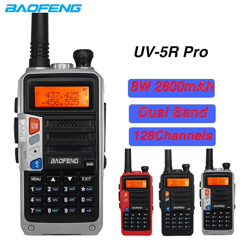 Высокая мощность 8 Вт Baofeng UV 5R Pro Walkie Talkie UV5R двухстороннее радио двухдиапазонное