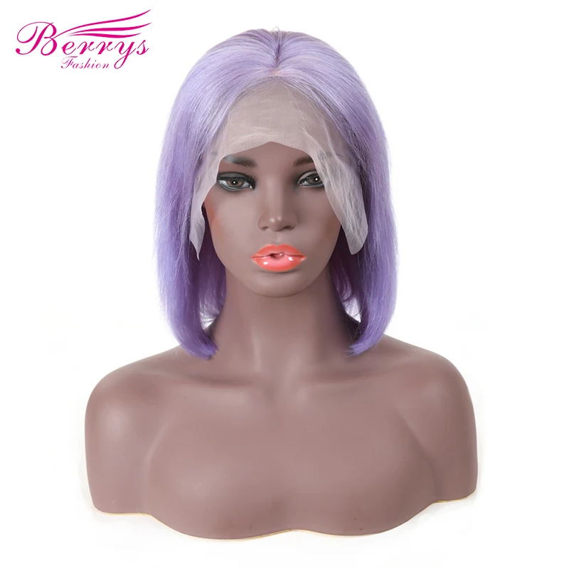 Berrys-Fashion-Ear-To-Ear-Lace-Frontal-Wigs-Brazilian-Straight-Human-Hair-Light-Purple-Color-100