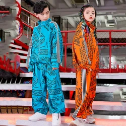Girls Boys Fashion Kids Cool Jazz Dance Suit Children Handsome jacket Top Pants Hiphop Street Clothes stage Catwalk Performance