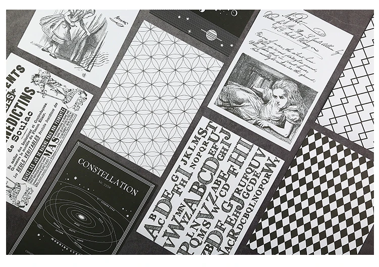 Black and White Series Creative Newspaper Handbook Decoration Stickers Scrapbooking Stationery Planner Accessories