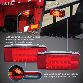 2個12v ledトラックトレーラーテールライトテールターン信号ブレーキライトランニング逆