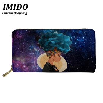 

Wallet Brand African Woman Prints Female Galaxy Girl Cardholder Leather Handbag Hand Wallet Women Carteira Feminina 2019