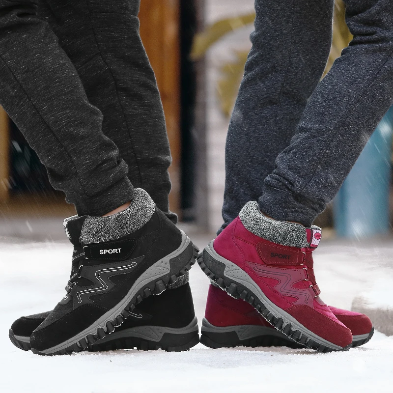Мужская и женская обувь для пешего туризма; зимние Нескользящие водонепроницаемые Трекинговые кроссовки; плюшевые теплые зимние ботинки; спортивная обувь для скалолазания