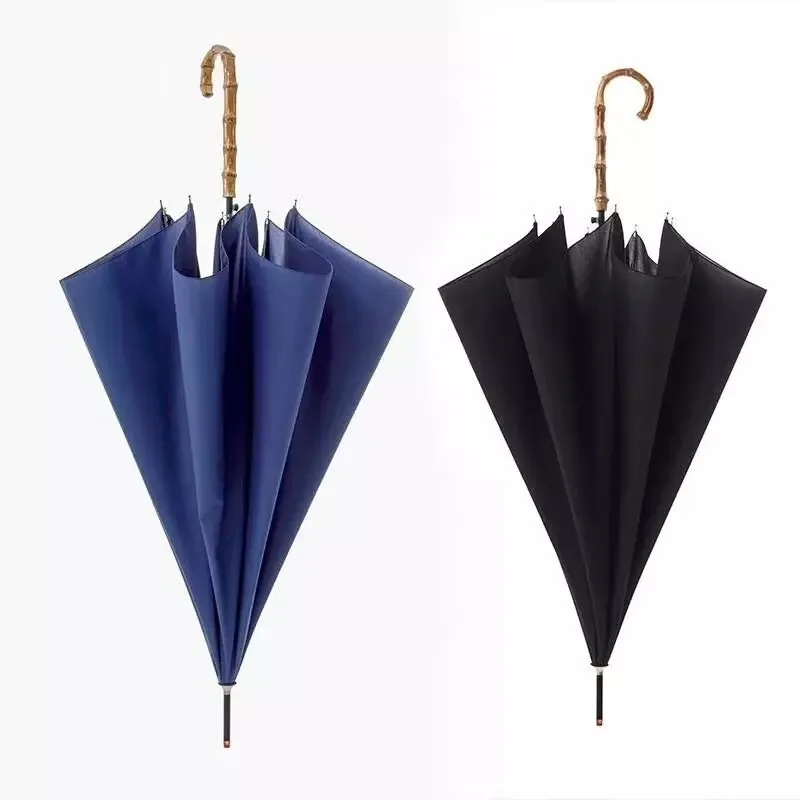 Ретро-увеличенный длинный бамбуковый зонт от солнца с ручкой, мужской деловой двойной автоматический прямой зонт Taishade для мужчин