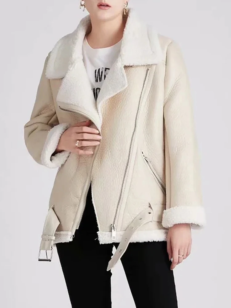 chaqueta gruesa y cálid ZAAHONEW-abrigo de piel de oveja para mujer 