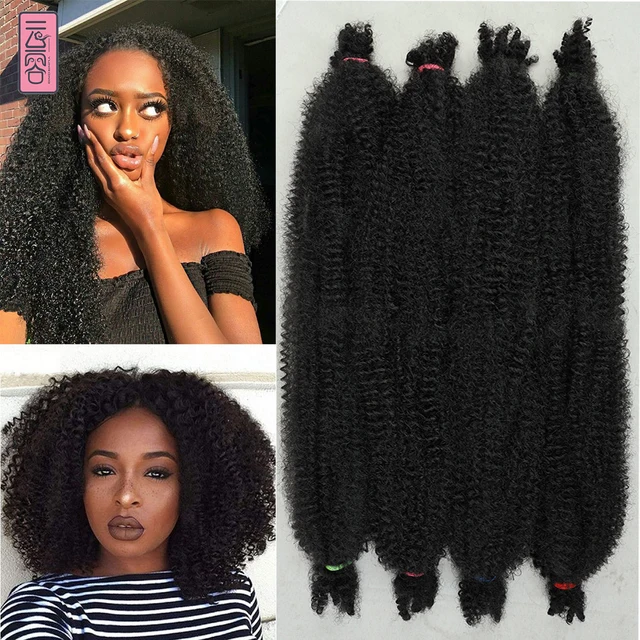Afro Kinky Marely Braiding Crochet Hair Springy Afro Twist Hair Kinky Bulk Hair Extensions For African Women Braids YunRong 1B
