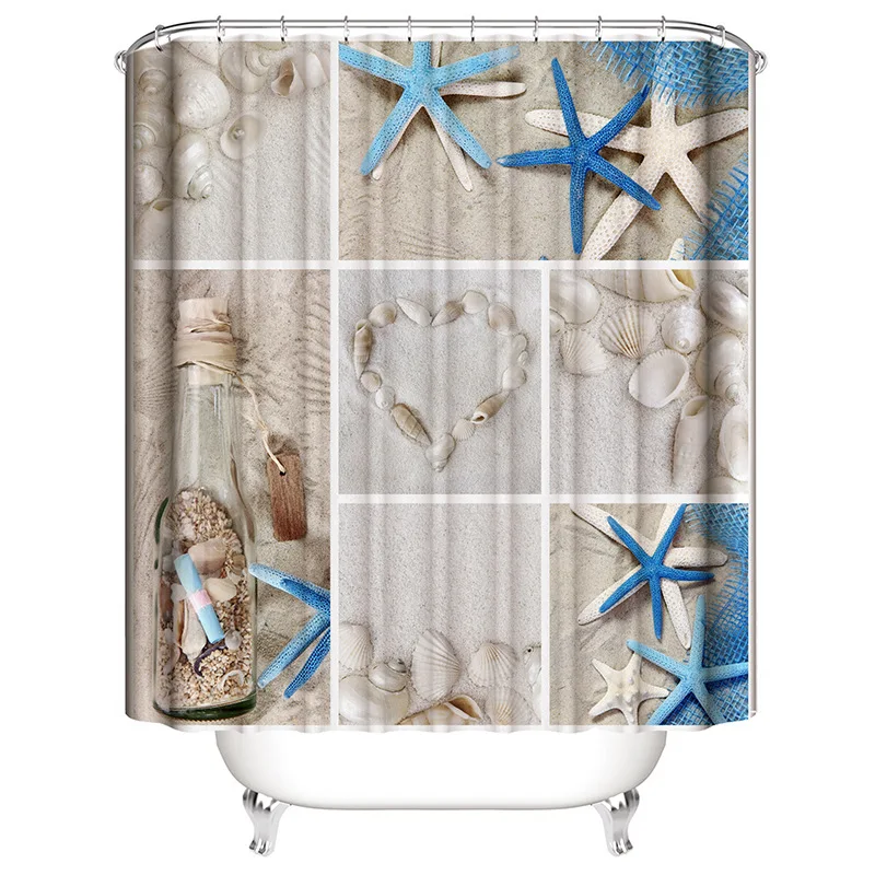 

New Style Shower Curtain Printed Waterproof And Mildew Proof Shower Curtain Sailing Octopus Hotel Bathroom Curtain