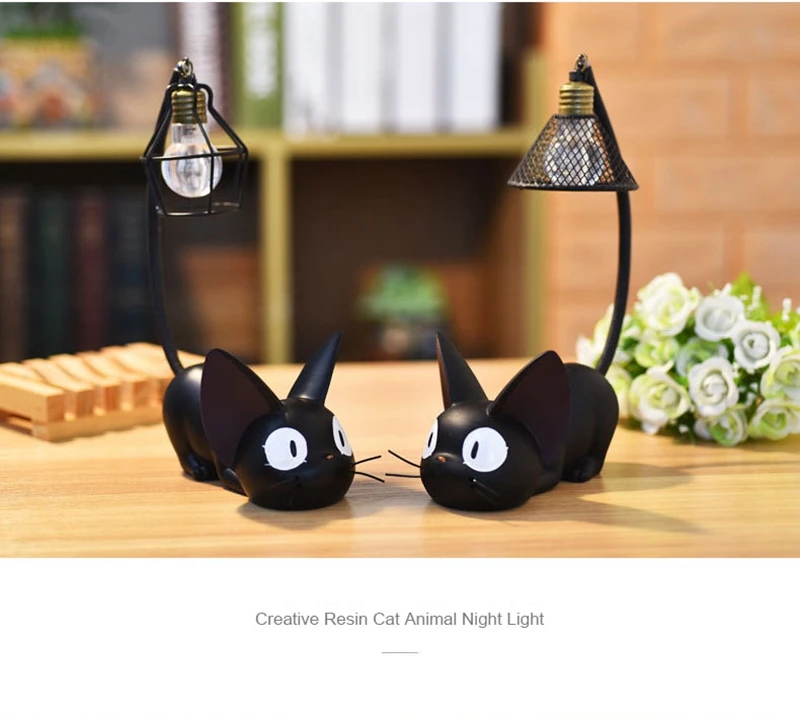 LED Night Light Creative Resin Cat Animal Night Light Ornaments Home Decoration Gift Small Cat Night Lamp  (5)