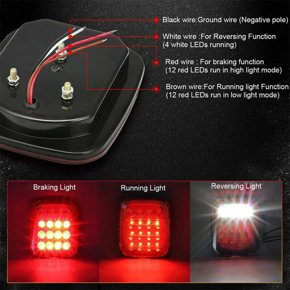 2X квадратный стоп поворот Хвост резервного копирования 16LED габаритный светильник для Jeep Wrangler JK TJ CJ YJ