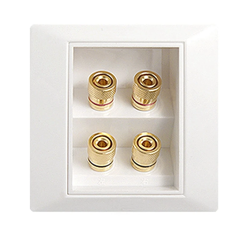 

Square Wht Video Audio 2 Speaker Banana Plug Wallplate