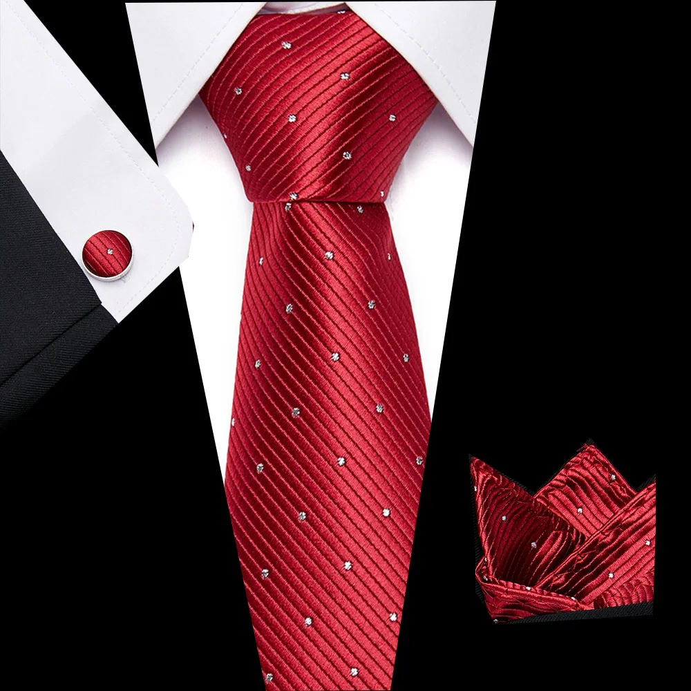 

Mens Accessories Solid Striped Slim Business Silk Tie Sets Hanky Handkerchief Cufflinks Necktie Ties for Men Gravatas 8cm
