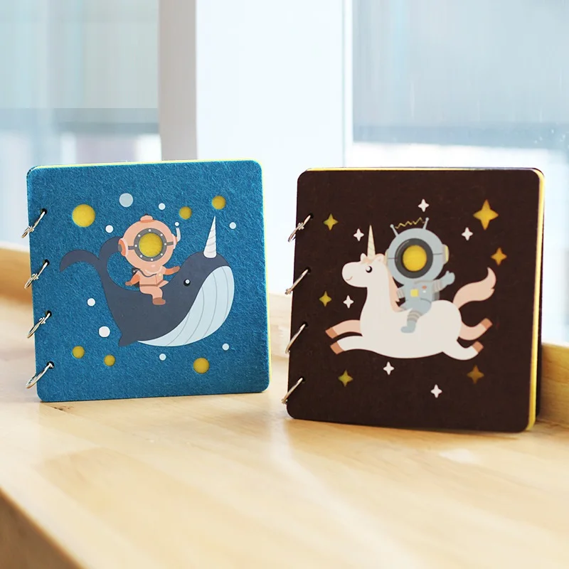 

Baby Kids Blank Cover Album DIY Paper Diary Hand -Painted Cartoon Photo Album Scrapbook For Children Gift