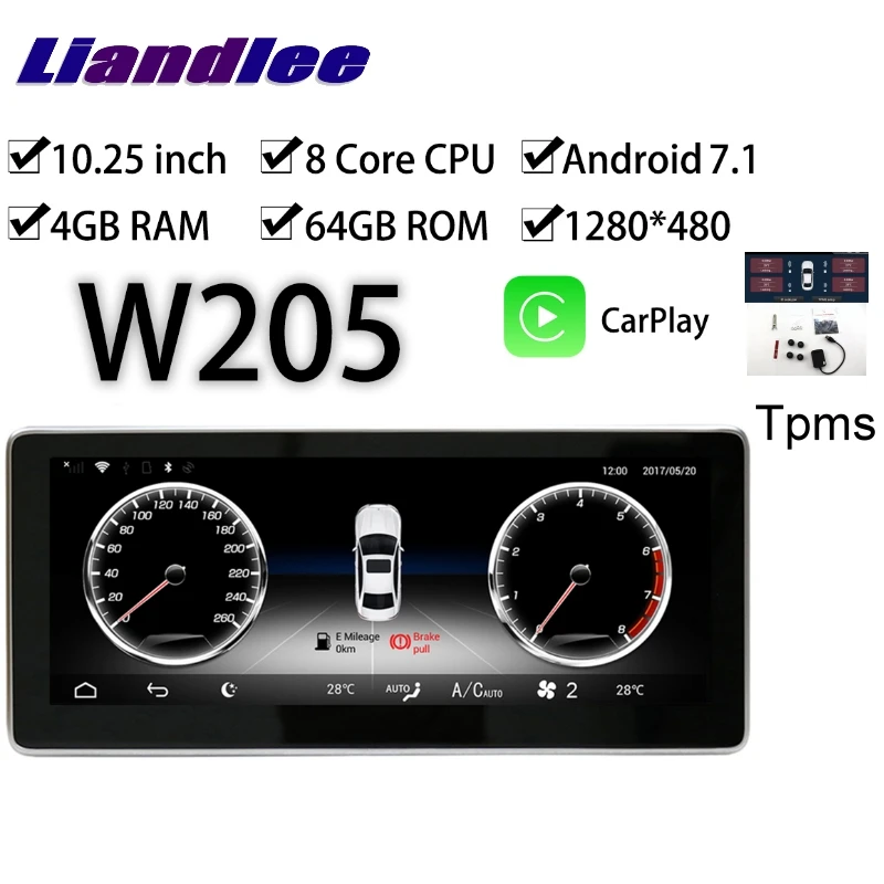 Liandlee автомобильный мультимидийный навигатор Аудио Радио для Mercedes Benz MB C Class W205 A205 C205 S205~ CarPlay TPMS навигация NAVI