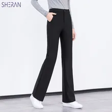 Simple Style black pants High Waist Casual Flare Pants Female Anti-Wrinkle Straight Office Lady Trousers Women For Business 5XL Simple Style black pants High Waist Casual Flare Pants Female Anti-Wrinkle Straight Office Lady Trousers Women For Business 5XL